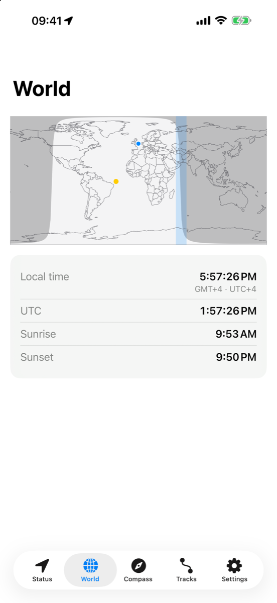World map in light appearance